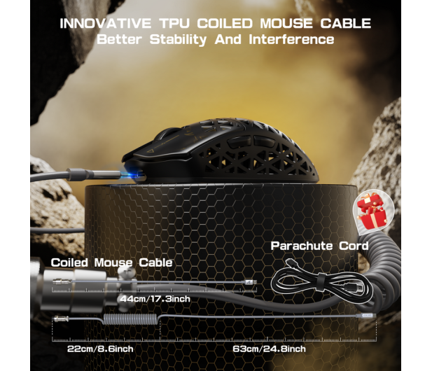 Attack Shark R5Ultra UltralightCarbon 8kHz/42kDPI PAW3950MAX Omron czarna 6972792470573 - 1350006 - zdjęcie 10